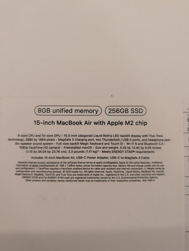 Apple Macbook Air M2 15 8gb Ram 256gb Ssd Retina Midnight Blue (Usado)