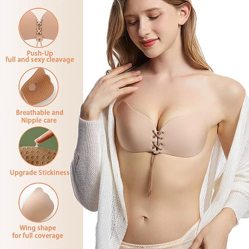 ` 3 Piezas Bra Strapless Push Ups Invisible Strapless Bra