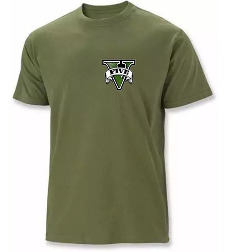 Camiseta Gta V Five Verde Algodón Exclusiva