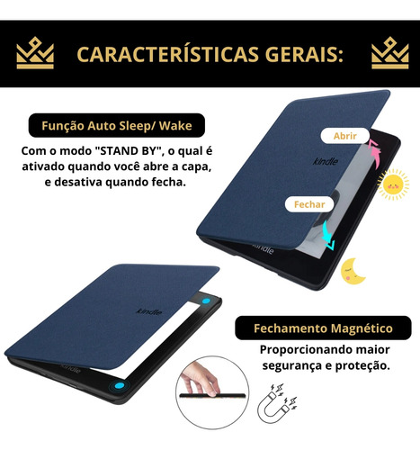 Capa Para Kindle 12 Gen 2024 Rs23cv + Couro Com Alça Interna