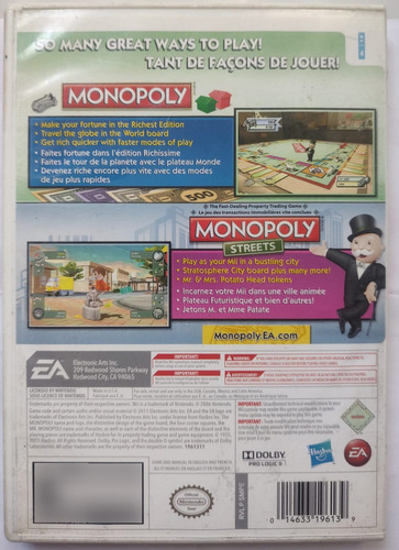 Monopoly Collection Original Nintendo Wii (Usado)