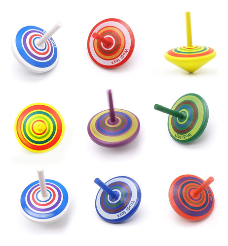 Trompos De Madera Pintados De Colores, Juguete De Giroscopio