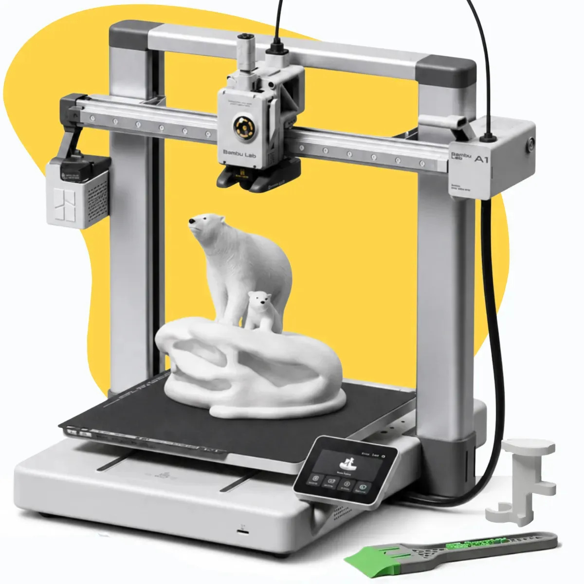 Impressora 3d Fdm Aberta A1 Bambu Lab Sem AMS + Porta Resíduos - Espátula - Chave Manutenção