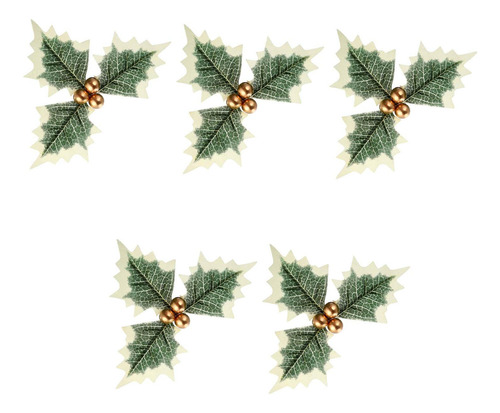 3 X 5 Uds. De Hojas De Bayas Artificiales De Navidad Para