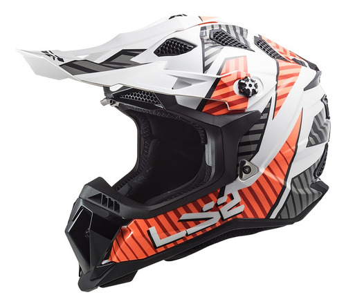 Casco Para Moto Astro Blanco Naranja