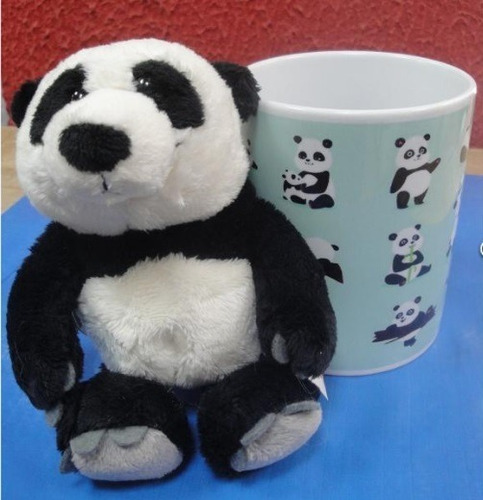 Caneca Ursinho Panda 15cm Importada + Xicara Porcelana 330ml