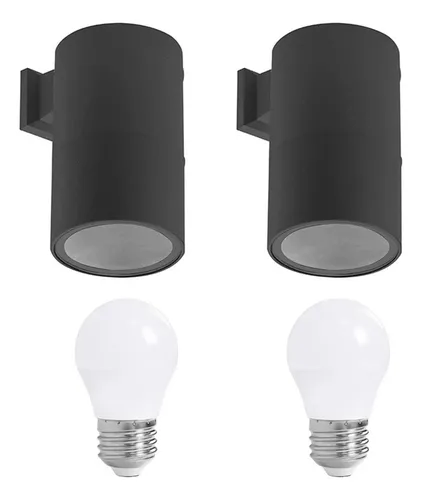 Packx2 Aplique Exterior Unidireccional M+ Lampara G45 Unilux Negro Cálido