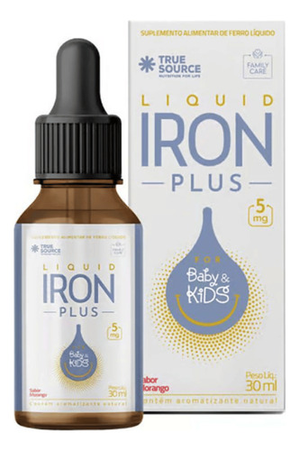 Iron Plus Ferro Líquido Sabor Morango 30ml - True Source