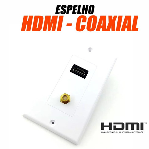 Espelho De Parede Hdmi E Coaxial Fêmea