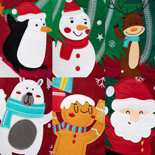 Juego De 6 Medias De Navidad Bordadas De Arpillera 50cm