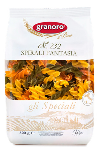 Pasta Fusilli Tricolore 500 Gr Granoro Importada Italiana