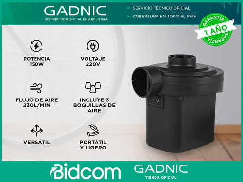 Inflador Eléctrico Gadnic Mini Compresor Aire Con Boquillas