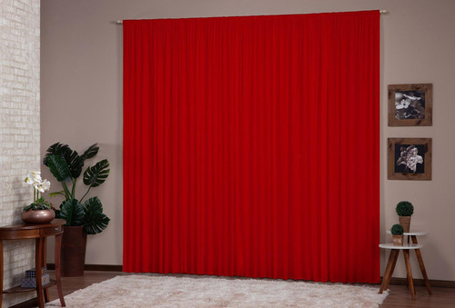 Cortina Para Decoração Sala Quarto 5,00x2,80 Vermelho