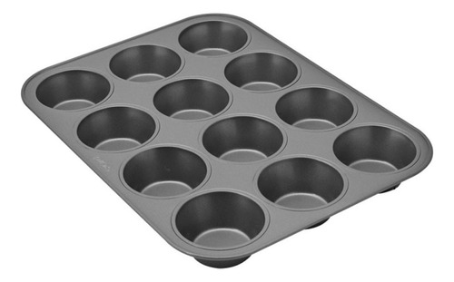Molde De Teflón Muffins X12 Cupcake Repostería Antiadherente Negro