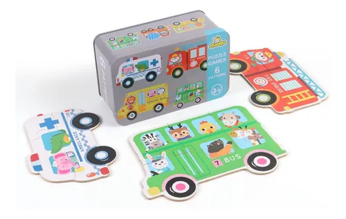 Puzzles Rompecabezas De Transporte Juego Didáctico Madera