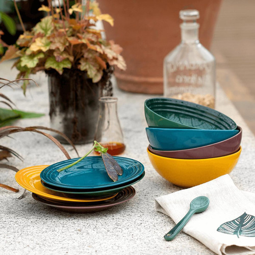 Jogo de 4 Pratos Rasos em Cerâmica Le Creuset 22cm Verde Artichaut