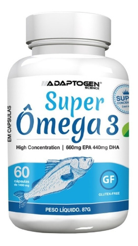 Suplemento em cápsula Adaptogen Science  Super Ômega 3 ômega 3 Super Ômega 3 em pote de 87g 60 un