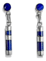 Comprar Aros Tubo Cebra Colgante Lapislázuli Plata Fina 925