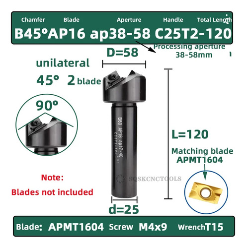 Cuchilla De Vástago Biselado Cnc B45 Ap16 Ap38-58 B45 Desech