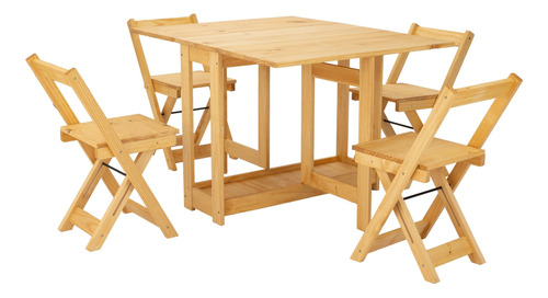 Conjunto Desayunador Mesa Y 4 Sillas Madera Rustico Hogar