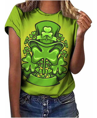 Kinrui St Patrick's Day Camisa Manga Corta Para Mujer Linda