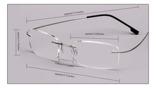Poxas Memory Titanium Gafas De Lectura Ligeras Sin Marco, Ma