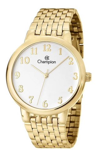 Relógio Feminino Champion Ch22911w Dourado C/ Branco Vltrine
