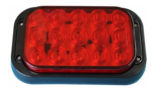 Plafon Rectangular 15 Led Rojo Base Negra No.12049