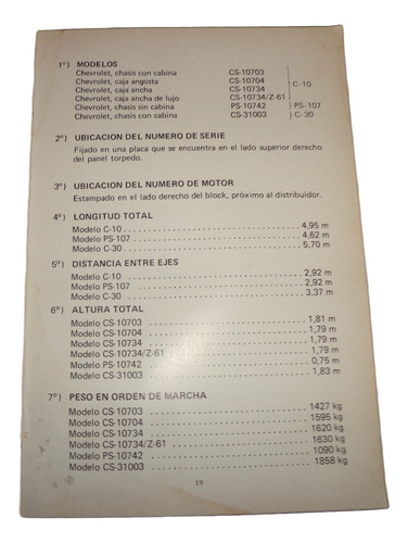 Chevrolet Pick Up 1971 Manual Guia Del Dueño (Usado)