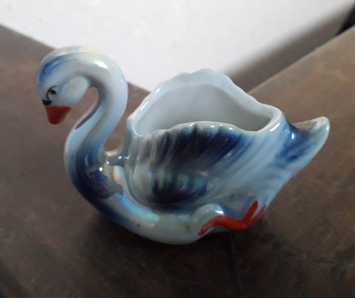 Antiguo Palitero Cisne Figura Porcelana 8,5x6cm Unica Dueña