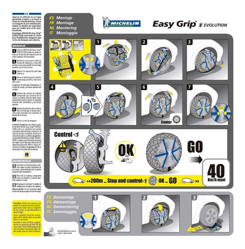 Imagen 5 de 12 de Cadena Para Nieve Tela Red Easy Grip Evo 10 Michelin Evo10