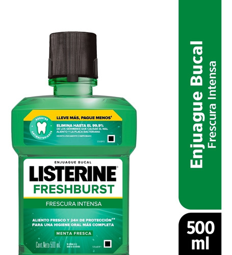 Enjuague Bucal Listerine® freshburst Frescura Intensa X500ml