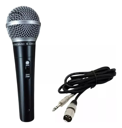 Microfone Profissional Com Cabo Custom Sound Csms 150 Preto
