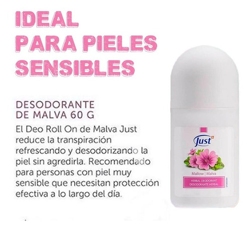 Imagen 7 de 8 de Antitranspirante Deo Roll On De Malva Swiss Just Original