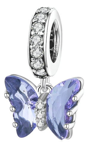 Charm Mariposa De Cristal Plata Ley 925