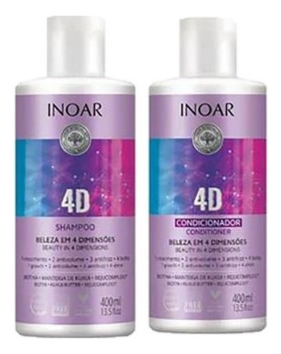  Kit Shampoo + Condicionador 4d 400ml Cada Inoar