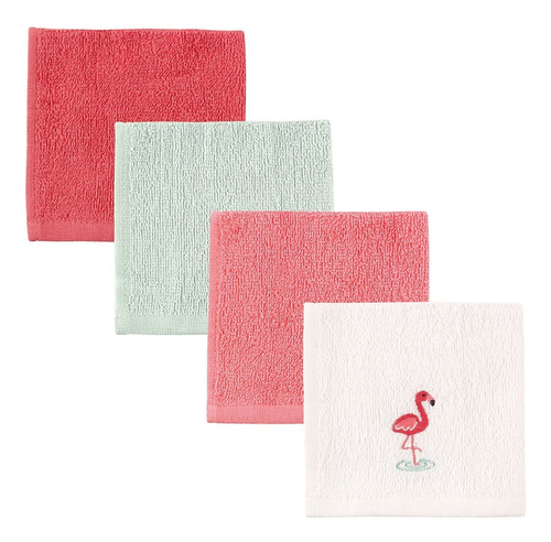 Toallitas Paños Para Bebés Luvable Friends 4 Pz Flamingo Color Rosa