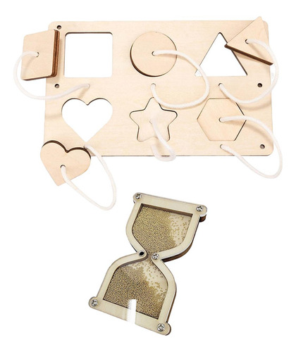 2 × Montessori Madeira Criança Ocupado Placa Parte Estilog
