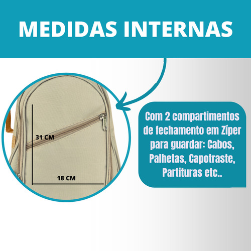 Capa Bag Mochila P/ Cavaquinho Super Luxo Acolchoada Mochila
