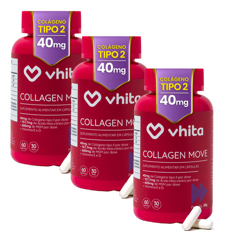 Colágeno Tipo 2 Vhita Com Ácido Hialurônico - 60 Cápsulas
