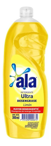 Detergente Ala Ultra Lavavajilla Limon Botella X 300 Ml