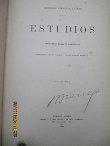 Estudios Historia Ciencia Letras Tvii  Revista Estrada 1907