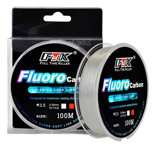 Linea Hilo De Pesca Fluorocarbono 100 Mts Ftk Varias Medidas