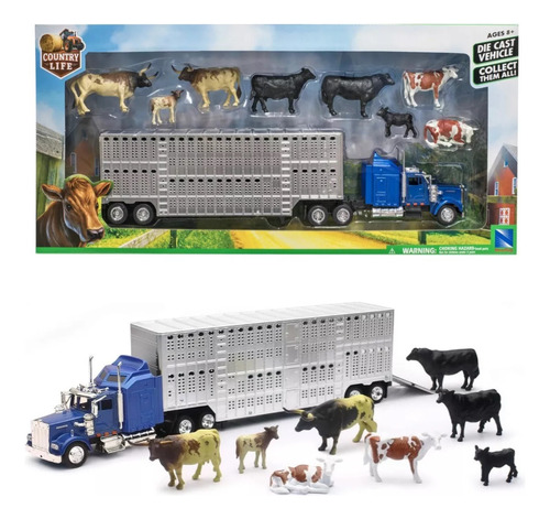 Trailer Kenworth W900 Jaula Ganadera Con Vacas New Ray 1/43 (Reacondicionado)