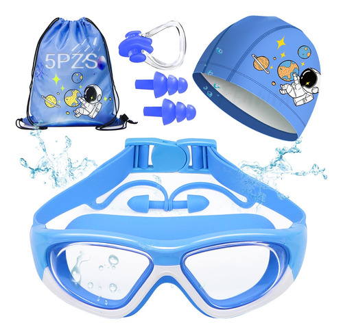 Kit 5en1 Googles Natacion Y Gorro De Baño Para Niños Y Niñas