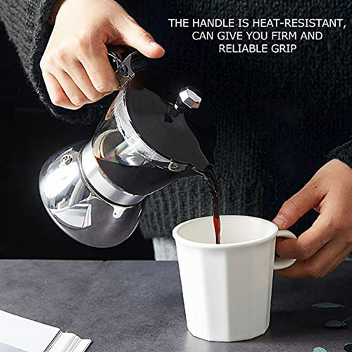 Cafetera De Acero Inoxidable 21.1oz, 4 Tazas Compatible Con