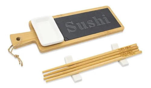 Set De Sushi Bamboo Y Cerámica Con Palitos 9850 Bazarnet.