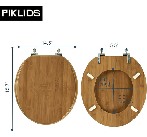 Asiento De Inodoro Redondo De Madera Maciza Y BambĂș