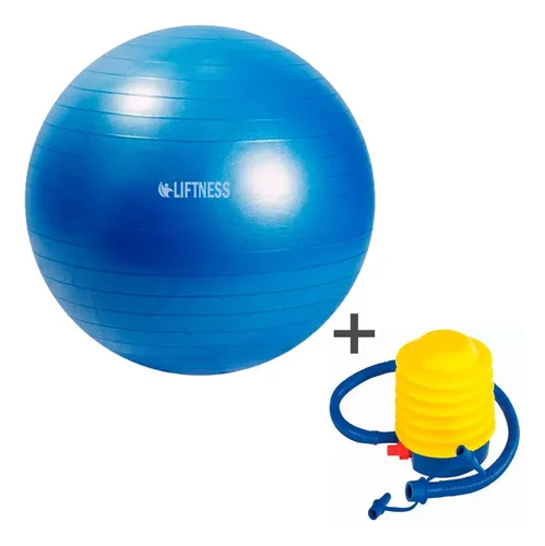 Bola Suiça 65cm Fitness Yoga Pilates Funcional com Inflador Azul