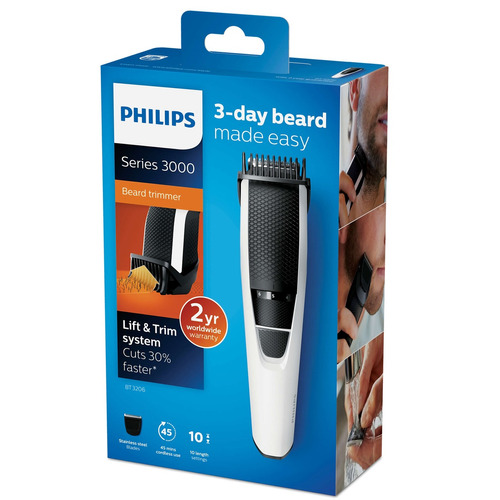 Aparador De Pelos Cabelos Barba Recarregavel Philips Bt3206